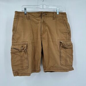 Old Navy Mens Brown Cotton Twill Cargo Shorts Sz 34 Utility 10 In Inseam Relaxed